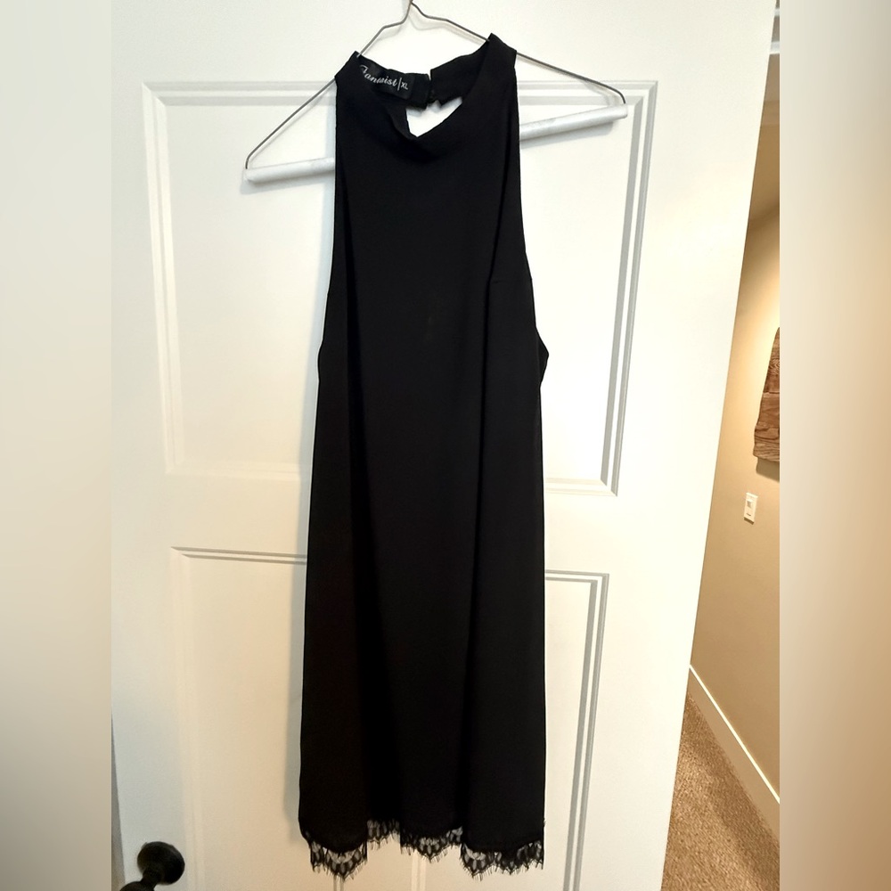 Black Halter Sheath Midi Dress